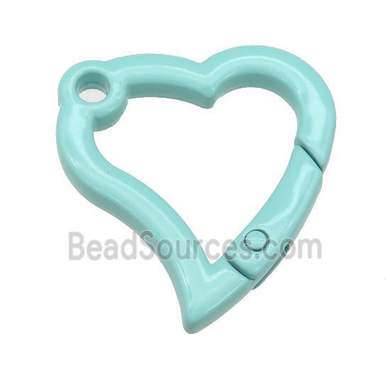 Alloy heart Carabiner Clasp with turq Lacquered Fired