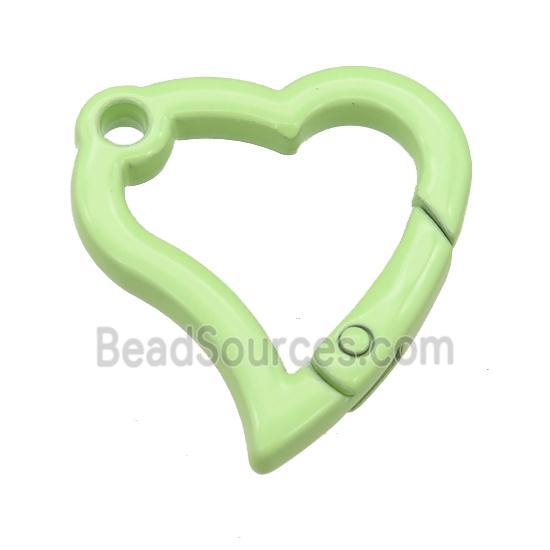 Alloy heart Carabiner Clasp with lt.olive Lacquered Fired