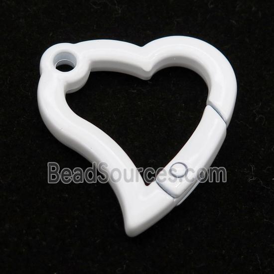 Alloy heart Carabiner Clasp with white Lacquered Fired