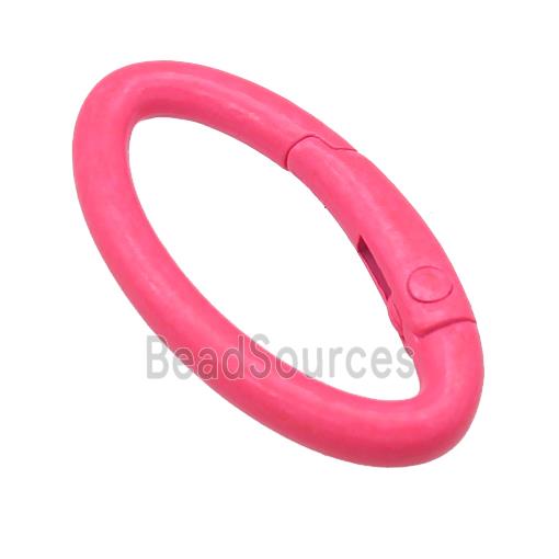 Alloy oval Carabiner Clasp with hotpink Lacquered Fired