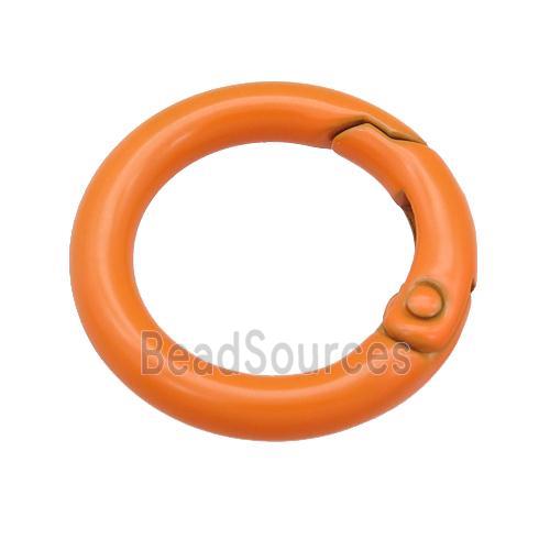 Alloy circle Carabiner Clasp with orange Lacquered Fired