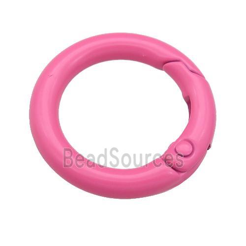 Alloy circle Carabiner Clasp with pink Lacquered Fired