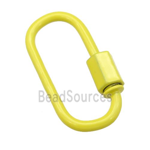 copper oval Carabiner Clasp with yellow Lacquered Fired