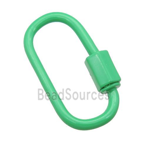 copper oval Carabiner Clasp with applegreen Lacquered Fired