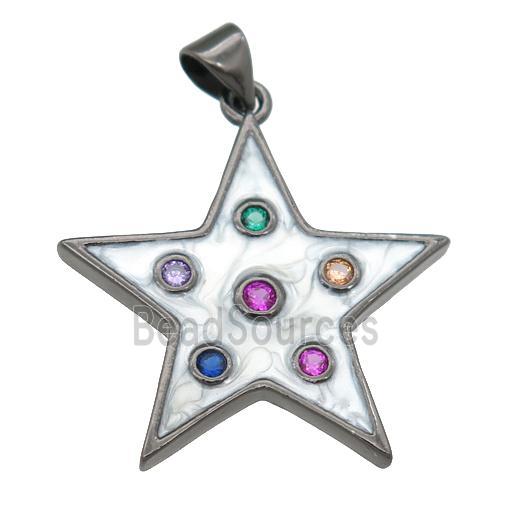 copper star pendant with enamel pearlized resin, black plated