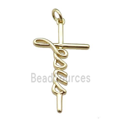 copper cross pendant, gold plated