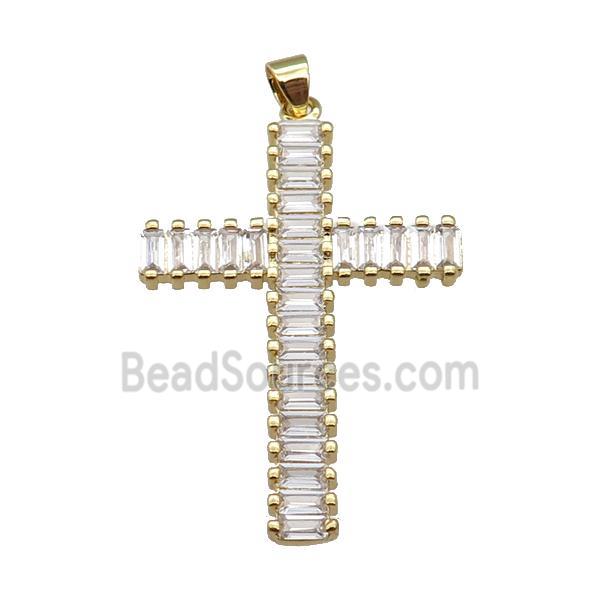 copper cross pendant pave zircon, gold plated