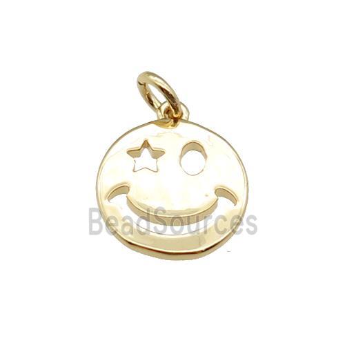 copper Emoji pendant, smileface, gold plated