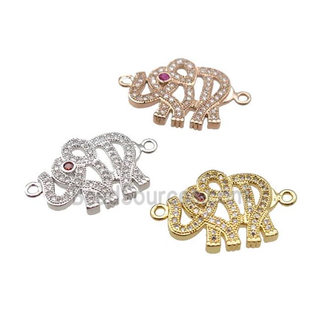 copper elephant connector pave zircon, mixed