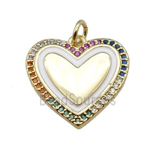 copper heart pendant pave zircon, gold plated