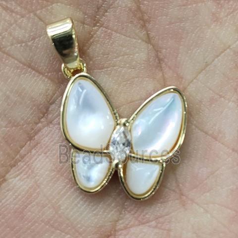 Mother of Pearl pendant, butterfly, gold plated