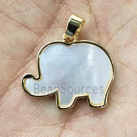 Mother of Pearl Elephant Pendant, gold plated