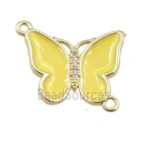 copper butterfly connector with yellow enamel, gold plated