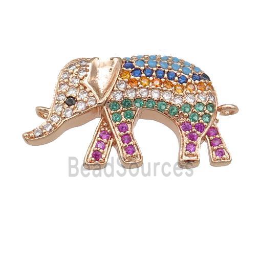 copper Elephant connector pave zircon, rose gold