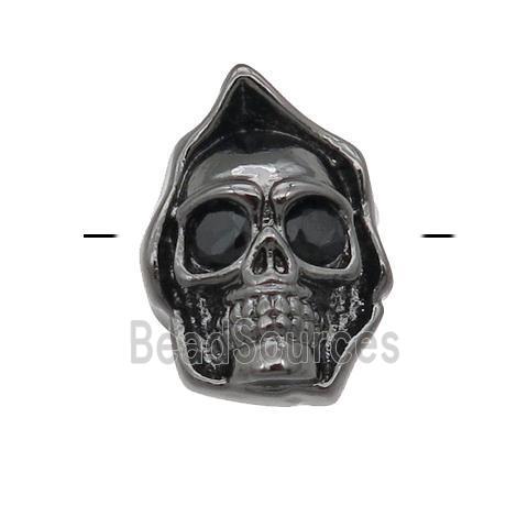 copper Skull charm beads pave zircon, black plated