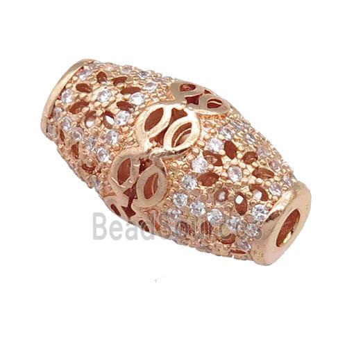 copper rice beads pave zircon, rose gold