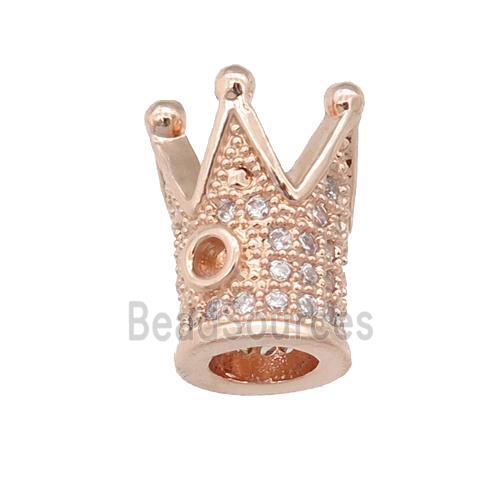 copper Crown beads pave zircon, rose gold