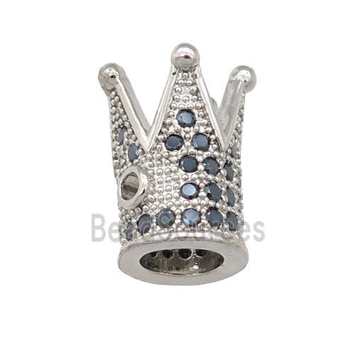 copper Crown beads pave zircon, platinum plated