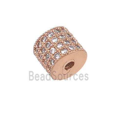 copper tube beads pave zircon, rose gold