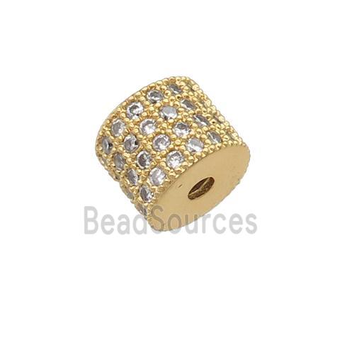 copper tube beads pave zircon, gold plated