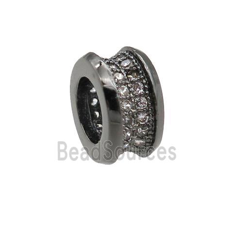 copper rondelle beads pave zircon, black plated