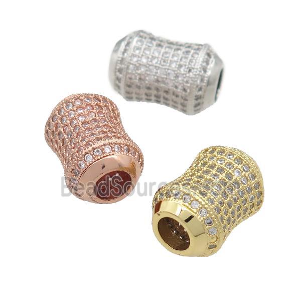 copper bamboo beads pave zircon, large hole, mixed