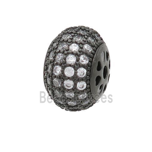 copper rondelle beads pave zircon, black plated