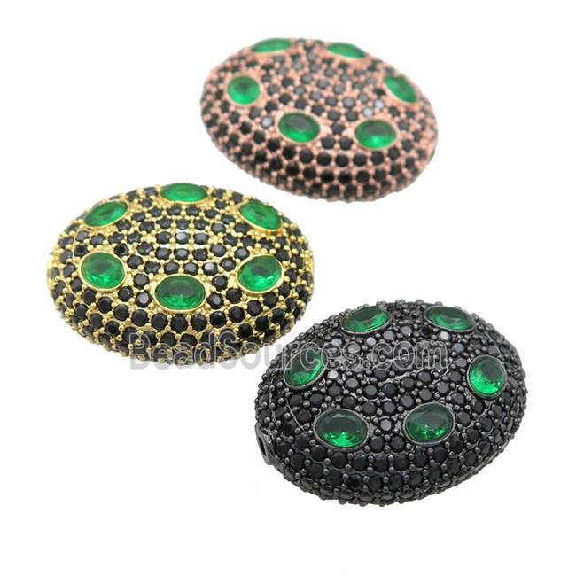 copper oval beads pave green zircon, mixed