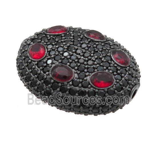 copper oval beads pave red zircon, black plated