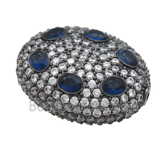 copper oval beads pave blue zircon, black plated