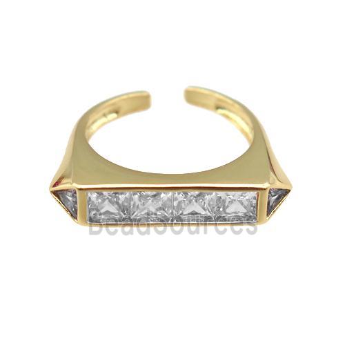 copper Ring pave zircon, gold plated