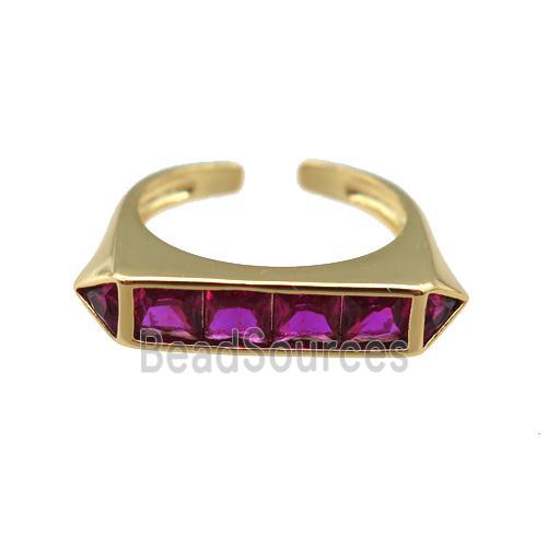 copper Ring pave hotpink zircon, gold plated