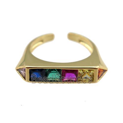 copper Ring pave zircon, gold plated