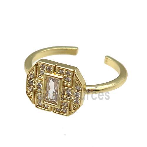 copper Ring paved zircon, gold plated