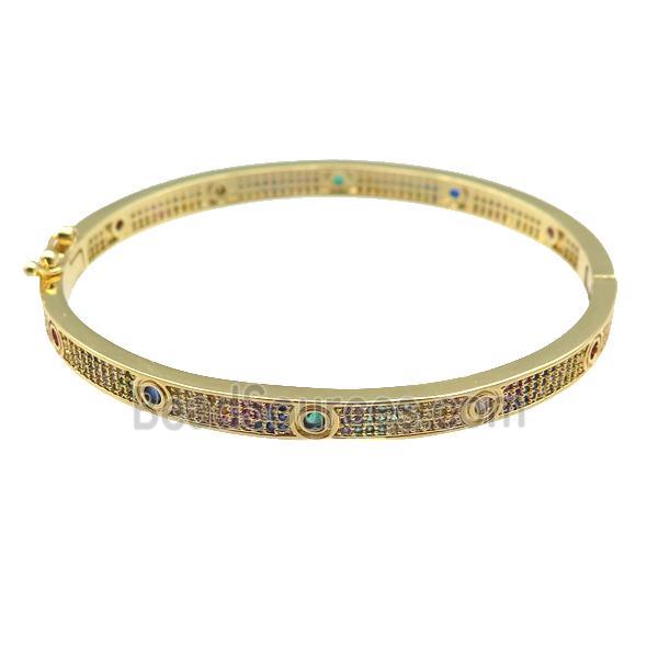 copper Bangle paved zircon, gold plated