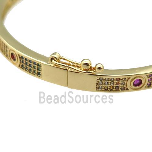 copper Bangle paved zircon, gold plated