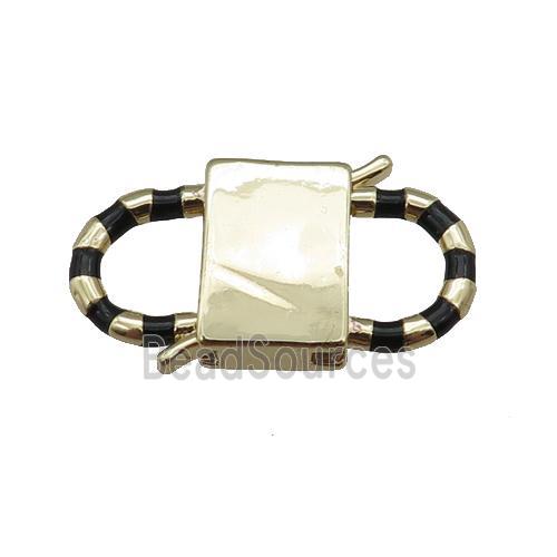 copper Clasp with black enamel, gold plated