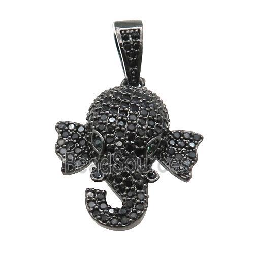 copper Elephant paved black zircon, black plated