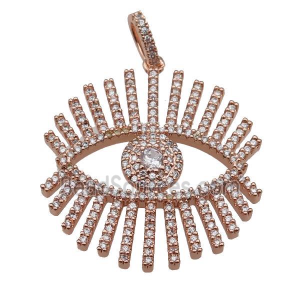 copper Eye charm pendant paved zircon, rose gold