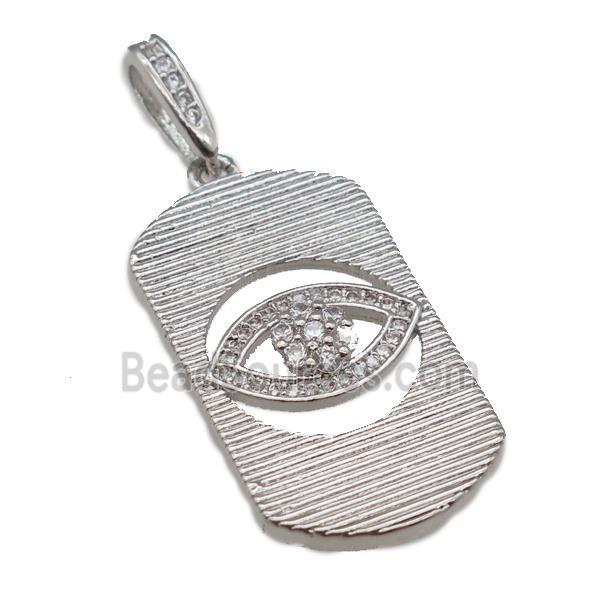 copper Eye pendant paved zircon, platinum plated