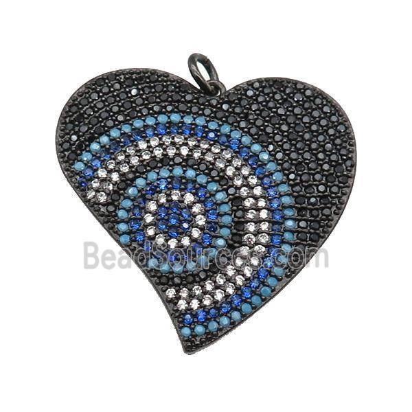 copper Heart pendant paved zircon, black plated