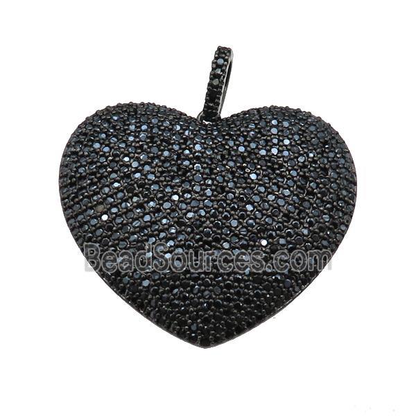 copper Heart pendant paved zircon, black plated