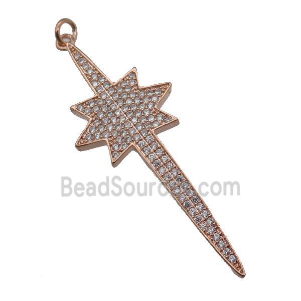 copper Northstar pendant paved zircon, rose gold