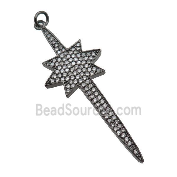 copper Northstar pendant paved zircon, black plated