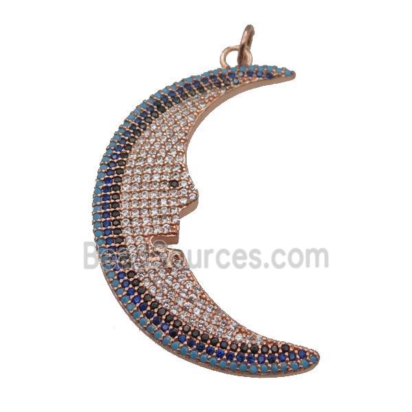 copper Moon pendant paved zircon, rose gold