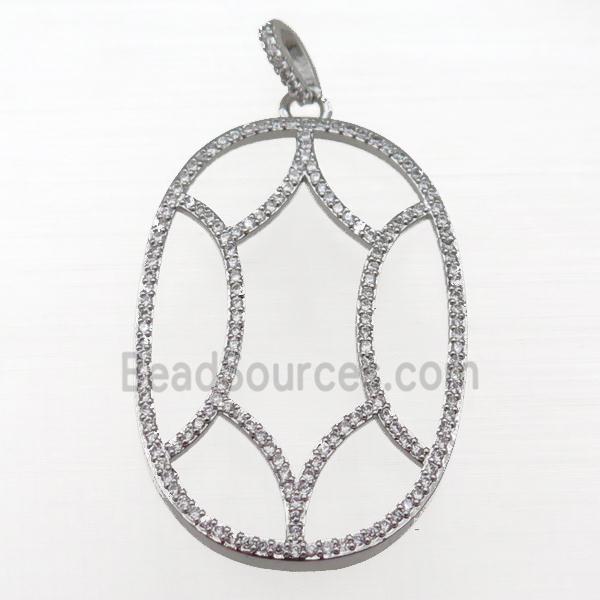 copper Tortoise pendant paved zircon, platinum plated