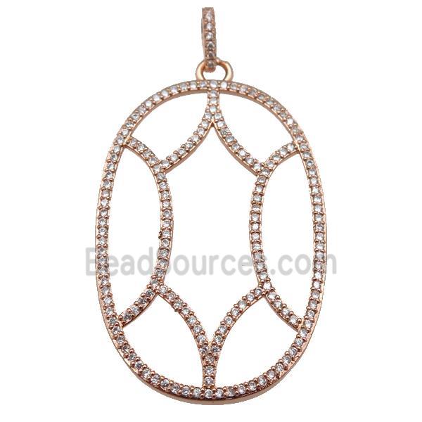 copper Tortoise pendant paved zircon, rose gold