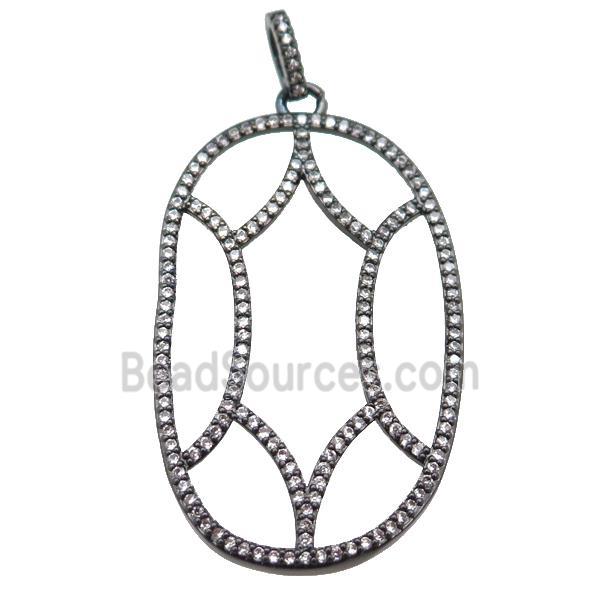 copper Tortoise pendant paved zircon, black plated