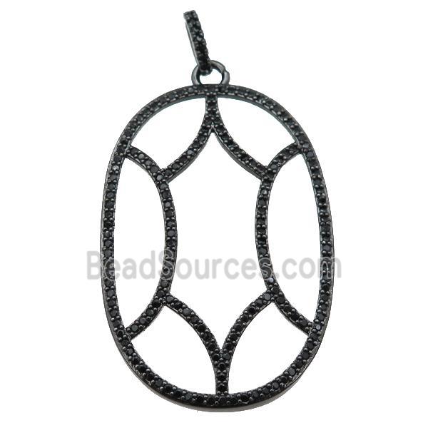 copper Tortoise pendant paved zircon, black plated