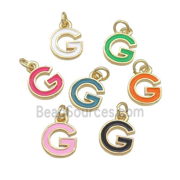 copper Letter-G pendant with enamel, mixed, gold plated